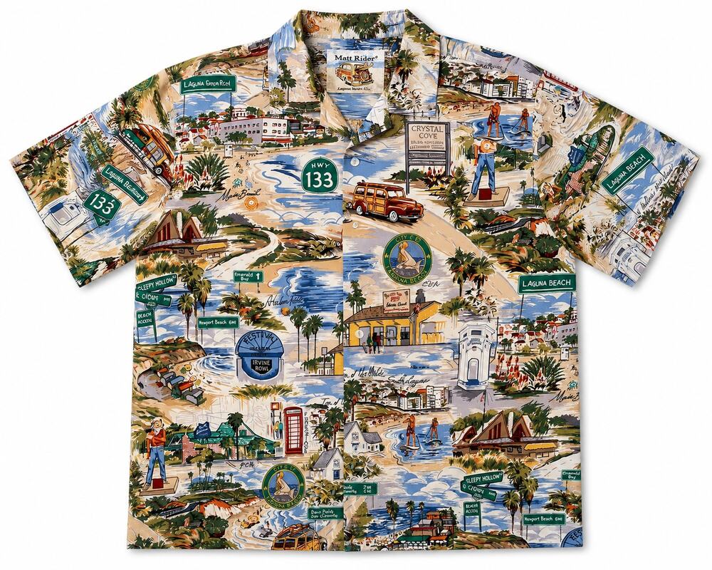 Matt Ryder Laguna Beach CA Scenic Shirt Surf Woody California Resort 52 Chest - Picture 3 of 8